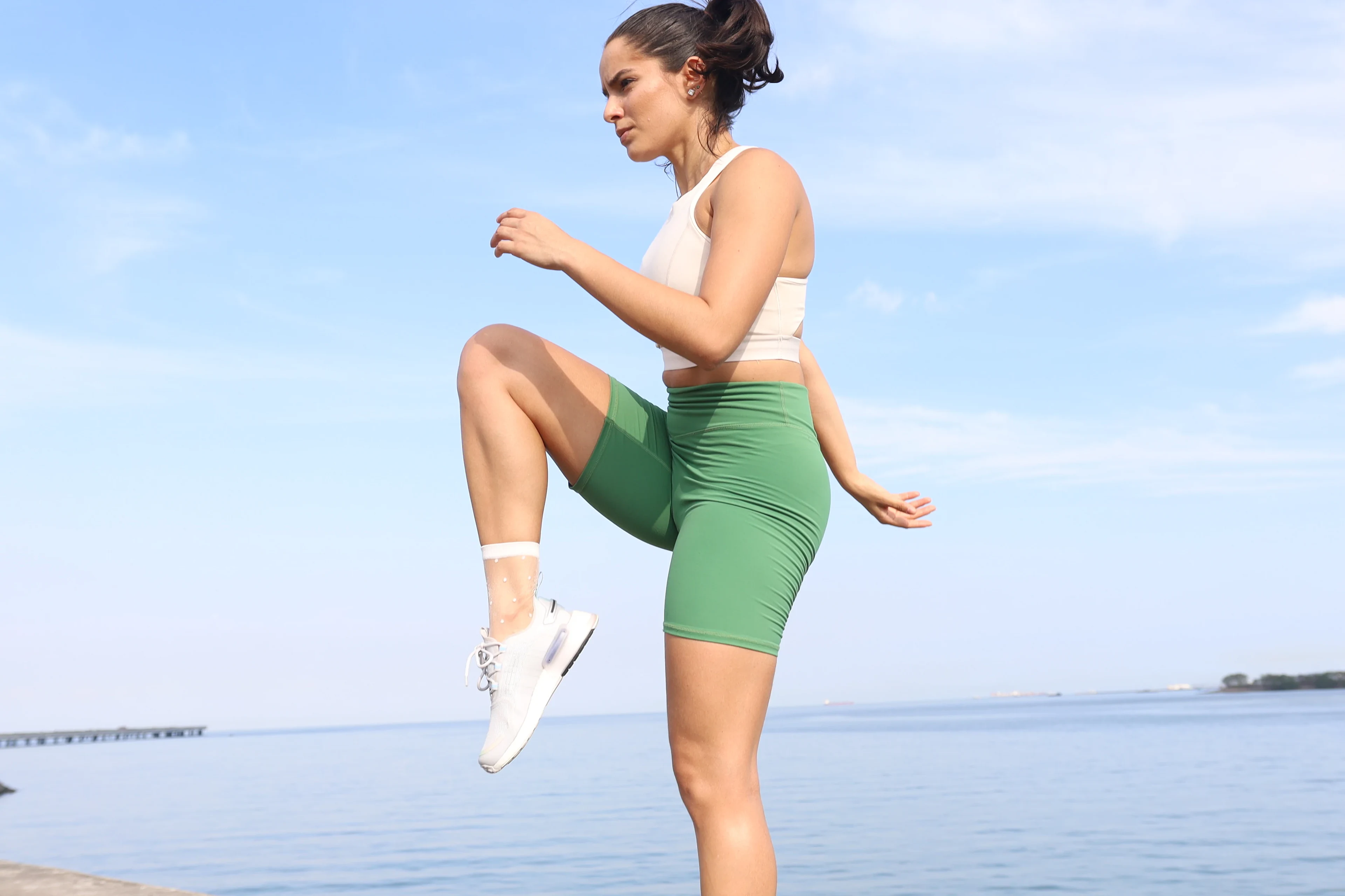 Andrea entrenando al aire libre